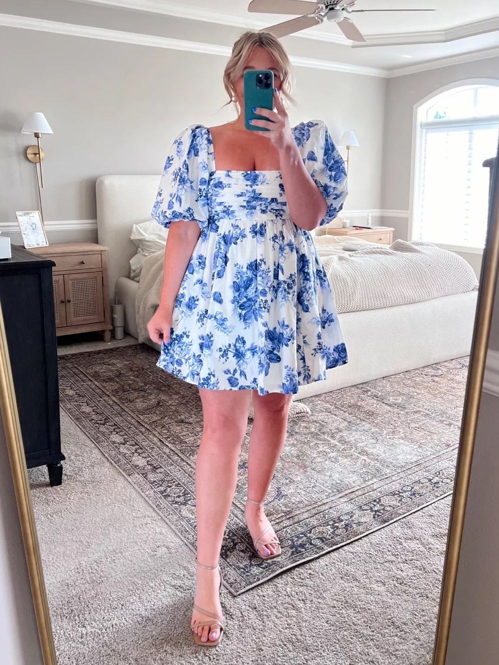 Abercrombie & Fitch Blue Floral Babydoll Dress XLP NWOT